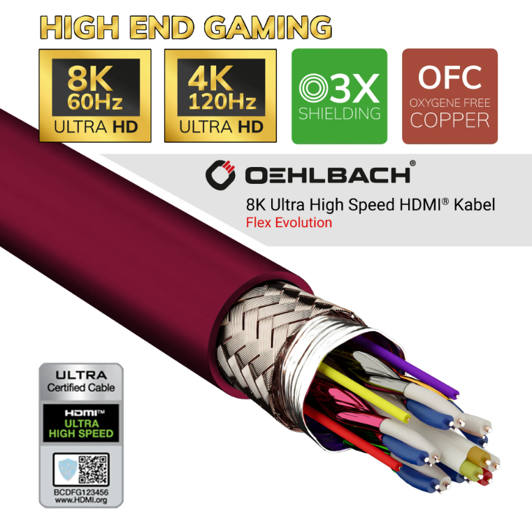 Oehlbach EXCELLENCE Flex Evolution 50-Ed UHD HDMI cable 2,0m D1C92606