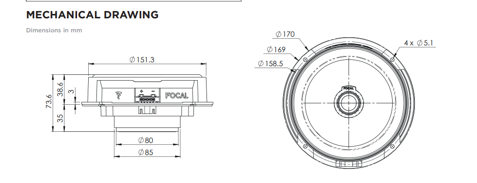 Автоколонки Focal IC VW 165, для Volkswagen, компонентная акустика, 2 полосы, 16см