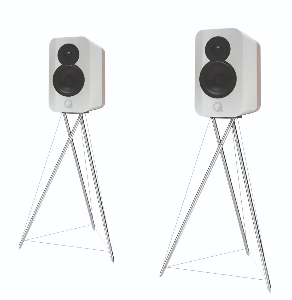 Q Acoustics Concept 300 (QA2740) Gloss White & Oak комплект из полочных 2-полосных АС и стоек для АС белый глянец
