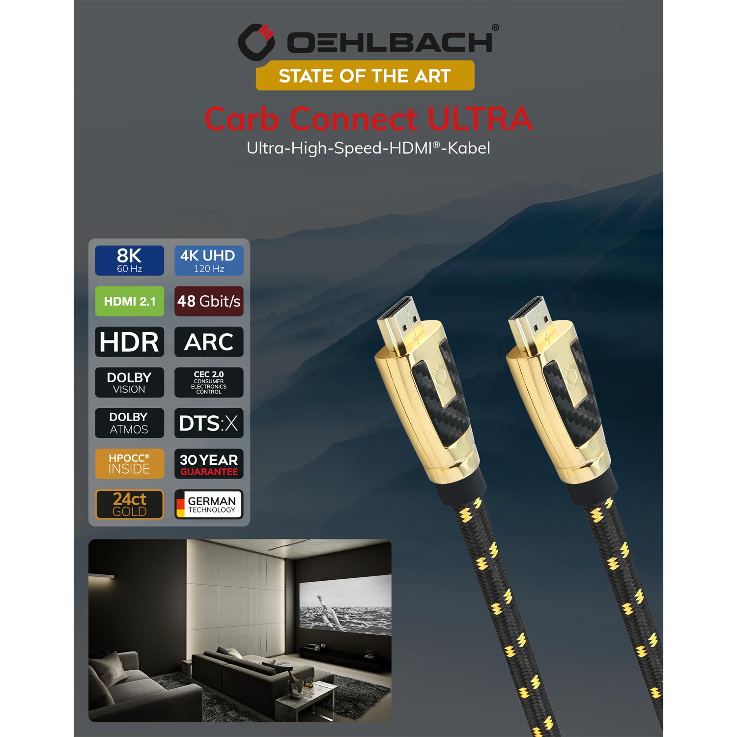 OehlbachSTATE OF THE ART XXL Carb Connect UltraCarb Connect Ultra HDMI 1x1,7m gold HDMI кабель D1C11442