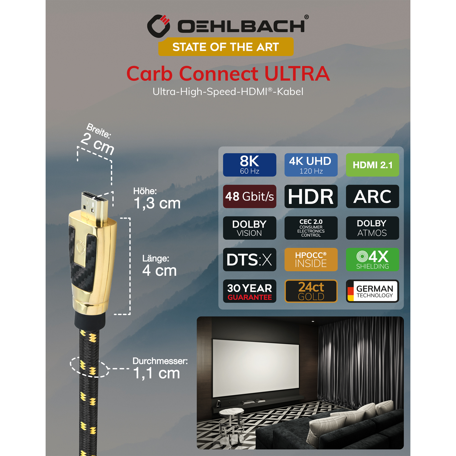 OehlbachSTATE OF THE ART XXL Carb Connect UltraCarb Connect Ultra HDMI 1x5,1m gold HDMI кабель D1C11445